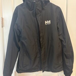 Helly Hansen Black Hooded Rain Jacket with HH Logo